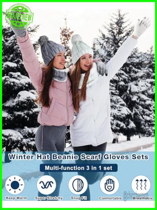 6 Knit Hats with Pompoms, 6 Scarves, 6 Touchscreen Gloves Winter Set main image 6